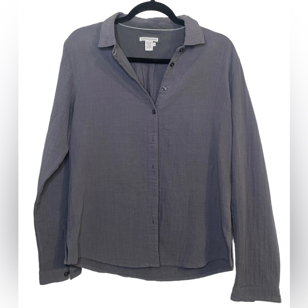 Carbon 2 Cobalt | Men’s Gray Cotton Long Sleeve Button Down Shirt - Size Large
